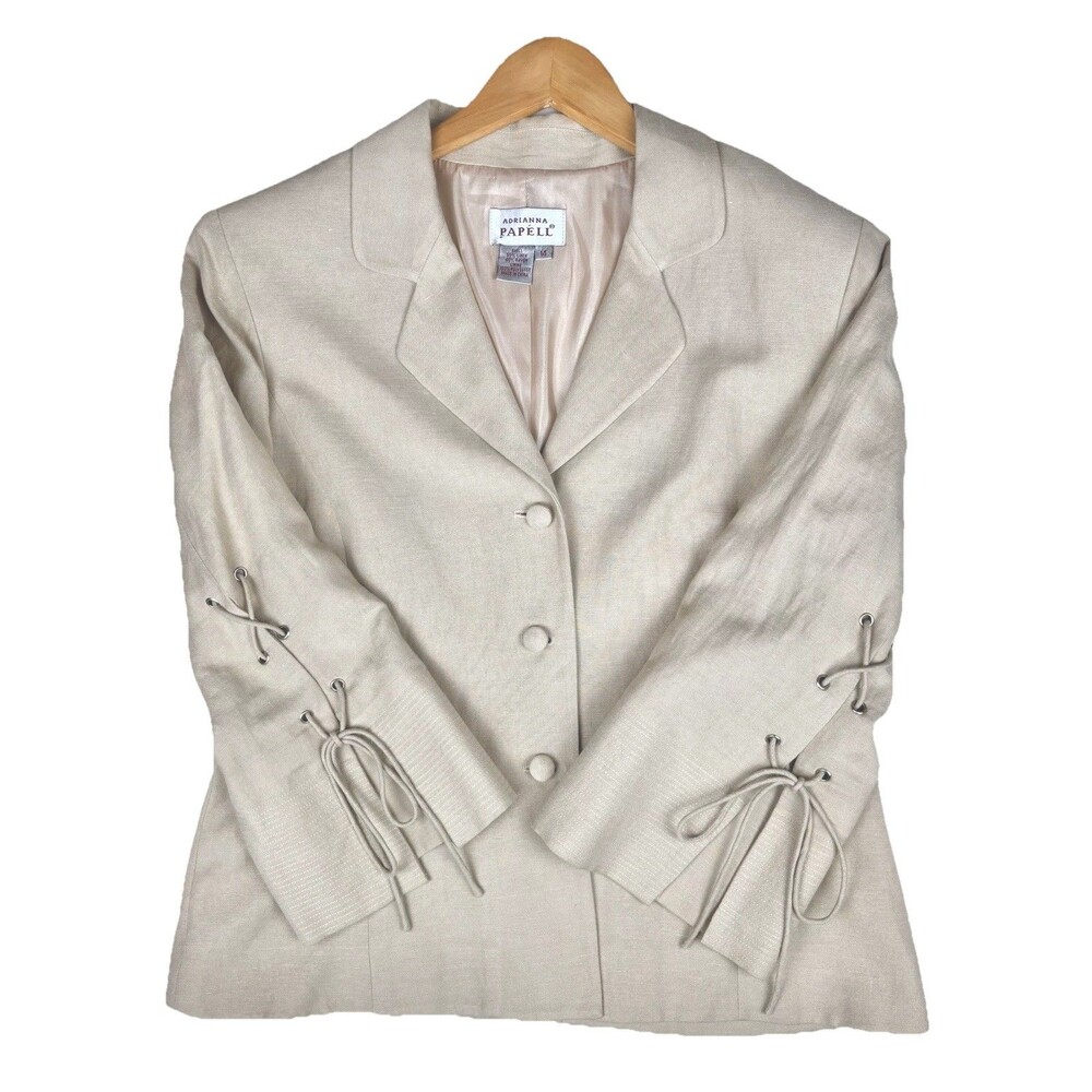 Women’s Office Siren Fairy Khaki Jacket Size 14 Linen Coldwater Creek
